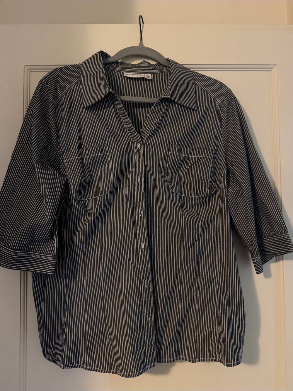 St John’s Bay Striped Button-Down Shirt - Black & White